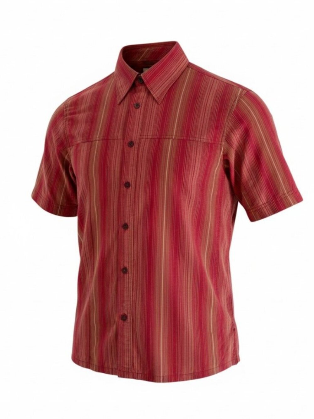 MOUNTAIN HARDWEAR Red Striped Button-Up Hiking Shirt Outdoor Casual short sleeve